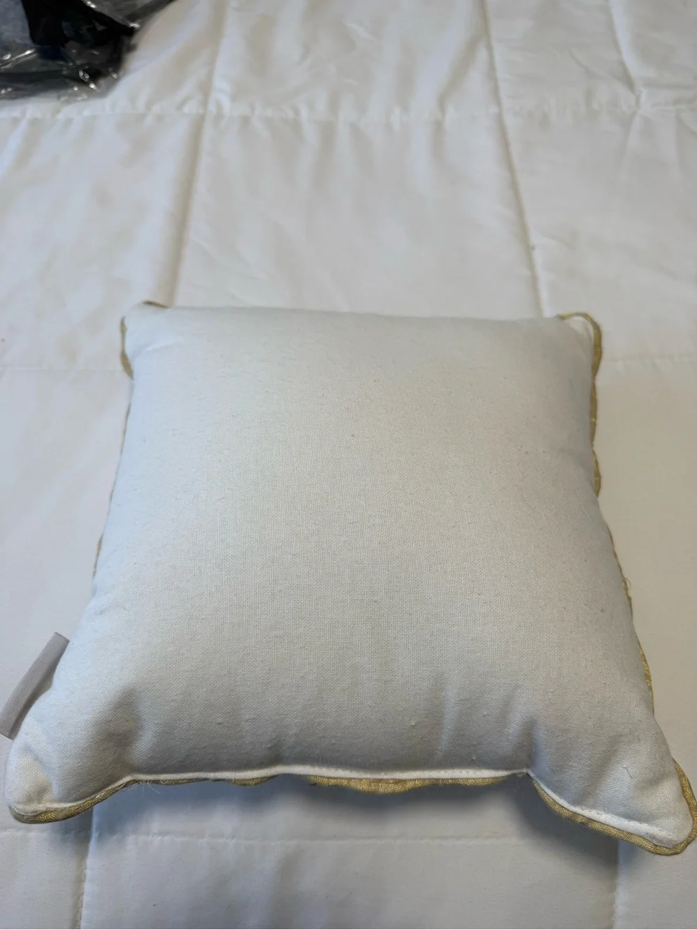 Embroidered beaded Bee Accent Pillow . 11 x 11